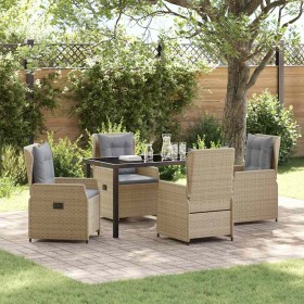 Conjunto de Comedor de Jardín 5 pcs Beige ratán sintético