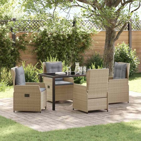Conjunto de Comedor de Jardín 5 pcs Beige ratán sintético