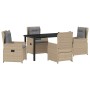 Conjunto de Comedor de Jardín 5 pcs Beige ratán sintético