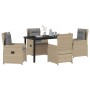 Conjunto de Comedor de Jardín 5 pcs Beige ratán sintético