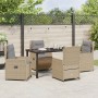 Conjunto de Comedor de Jardín 5 pcs Beige ratán sintético