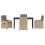 Conjunto de Comedor de Jardín 5 pcs Beige ratán sintético