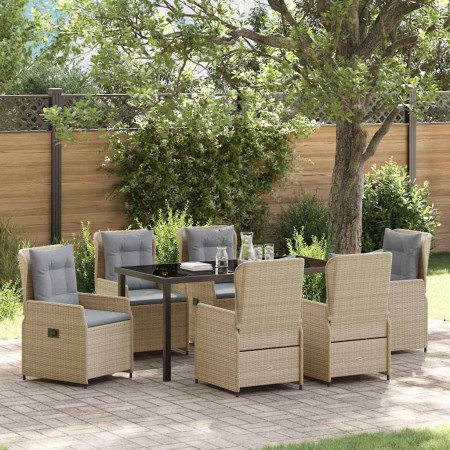 Conjunto de Comedor de Jardín 7 pcs Beige ratán sintético