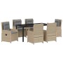 Conjunto de Comedor de Jardín 7 pcs Beige ratán sintético