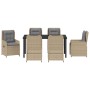 Conjunto de Comedor de Jardín 7 pcs Beige ratán sintético