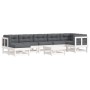 Gartenmöbel-Set 8-teilig und weiße Massivholzkissen von vidaXL, Gartensets - Ref: Foro24-3185844, Preis: 711,77 €, Rabatt: %