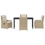 Conjunto de Comedor de Jardín 5 pcs Beige ratán sintético