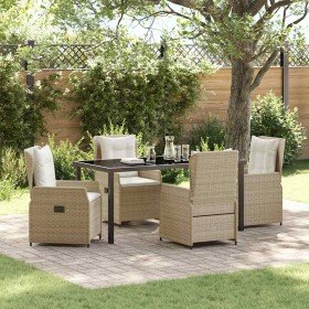 Conjunto de Comedor de Jardín 5 pcs Beige ratán sintético