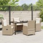 Conjunto de Comedor de Jardín 5 pcs Beige ratán sintético