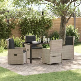 Conjunto de Comedor de Jardín 5 pcs Gris Claro ratán sintético