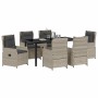 Conjunto de Comedor de Jardín 7 pcs Gris Claro ratán sintético