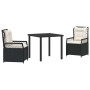 Conjunto de Comedor de Jardín 3 pcs Negro ratán sintético