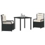 Conjunto de Comedor de Jardín 3 pcs Negro ratán sintético