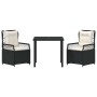 Conjunto de Comedor de Jardín 3 pcs Negro ratán sintético