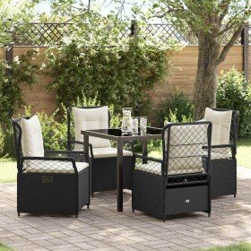 Conjunto de Comedor de Jardín 5 pcs Negro ratán sintético