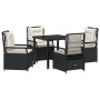 Conjunto de Comedor de Jardín 5 pcs Negro ratán sintético