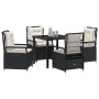 Conjunto de Comedor de Jardín 5 pcs Negro ratán sintético
