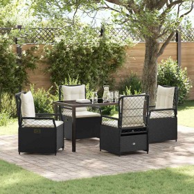 Conjunto de Comedor de Jardín 5 pcs Negro ratán sintético