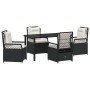 Conjunto de Comedor de Jardín 5 pcs Negro ratán sintético