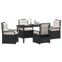 Conjunto de Comedor de Jardín 5 pcs Negro ratán sintético
