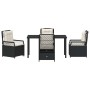 Conjunto de Comedor de Jardín 5 pcs Negro ratán sintético