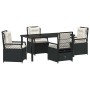 Conjunto de Comedor de Jardín 5 pcs Negro ratán sintético