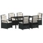 Conjunto de Comedor de Jardín 7 pcs Negro ratán sintético