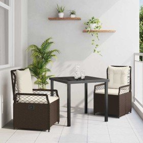 Conjunto de Comedor de Jardín 3 pcs Marrón ratán sintético