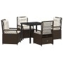 Conjunto de Comedor de Jardín 5 pcs Marrón ratán sintético
