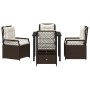 Conjunto de Comedor de Jardín 5 pcs Marrón ratán sintético
