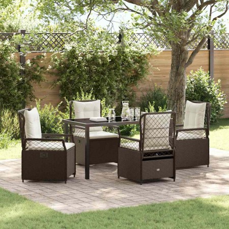Conjunto de Comedor de Jardín 5 pcs Marrón ratán sintético
