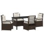 Conjunto de Comedor de Jardín 5 pcs Marrón ratán sintético