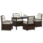 Conjunto de Comedor de Jardín 5 pcs Marrón ratán sintético