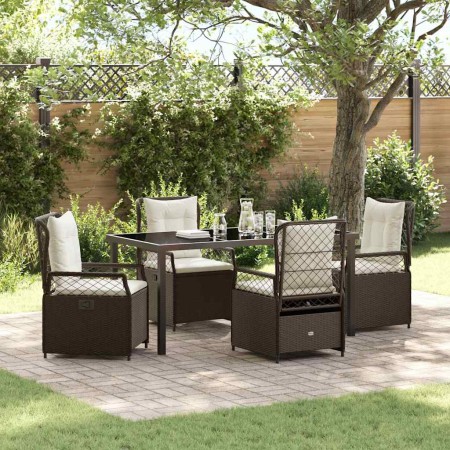 Conjunto de Comedor de Jardín 5 pcs Marrón ratán sintético