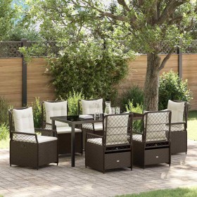 Conjunto de Comedor de Jardín 7 pcs Marrón ratán sintético