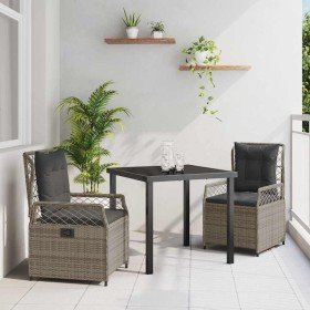 Conjunto de Comedor de Jardín 3 pcs Gris ratán sintético