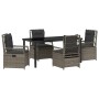 Conjunto de Comedor de Jardín 5 pcs Gris ratán sintético