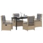 Conjunto de Comedor de Jardín 5 pcs Beige ratán sintético