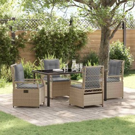 Conjunto de Comedor de Jardín 5 pcs Beige ratán sintético