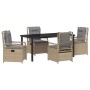 Conjunto de Comedor de Jardín 5 pcs Beige ratán sintético