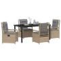 Conjunto de Comedor de Jardín 5 pcs Beige ratán sintético