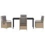 Conjunto de Comedor de Jardín 5 pcs Beige ratán sintético