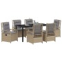 Conjunto de Comedor de Jardín 7 pcs Beige ratán sintético