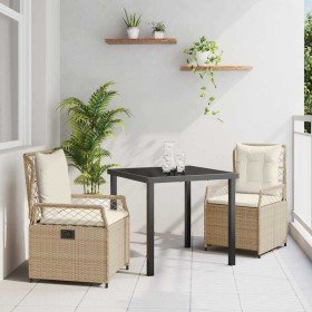 Conjunto de Comedor de Jardín 3 pcs Beige ratán sintético