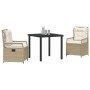 Conjunto de Comedor de Jardín 3 pcs Beige ratán sintético
