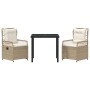 Conjunto de Comedor de Jardín 3 pcs Beige ratán sintético