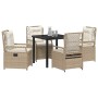 Conjunto de Comedor de Jardín 5 pcs Beige ratán sintético