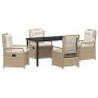 Conjunto de Comedor de Jardín 5 pcs Beige ratán sintético
