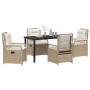 Conjunto de Comedor de Jardín 5 pcs Beige ratán sintético