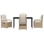 Conjunto de Comedor de Jardín 5 pcs Beige ratán sintético